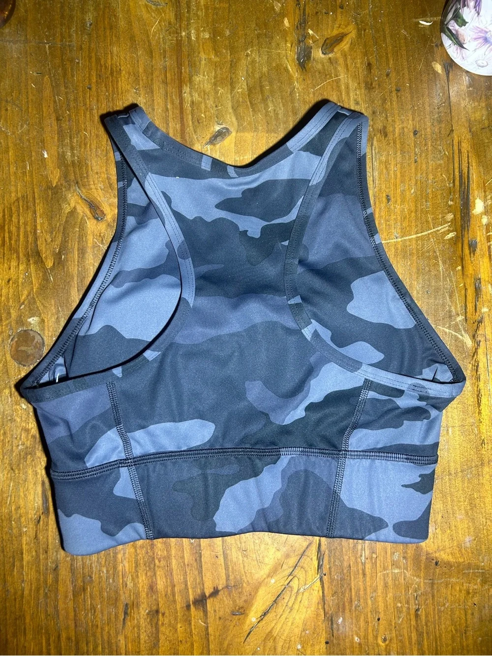 RVCA Black and Gray Camo High-Neck Sports Bra